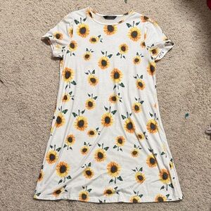 SHEIN Sunflower Print Midi Dress - Yellow and Green